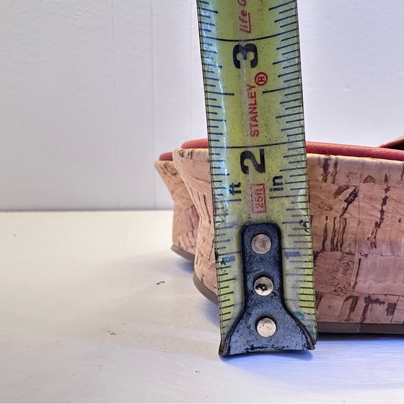 Antonio Melani Logan Orange Leather Cork Wedge Sandals Slides Women's Size 7.5 M - Picture 7 of 13